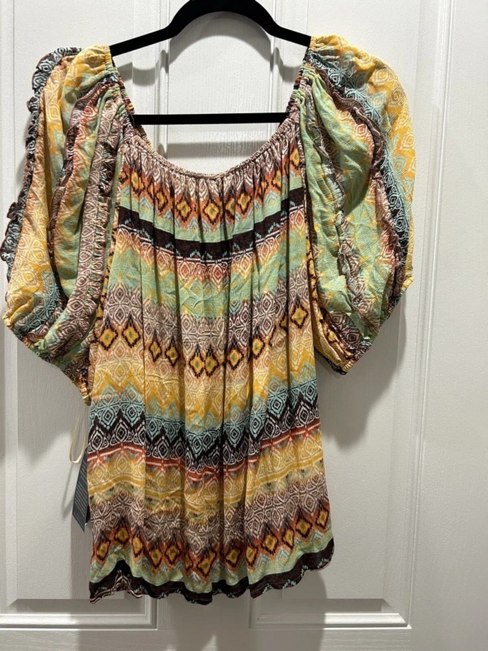 Democracy Multi-Color Off-Shoulder Boho Tunic - Picture 4 of 5